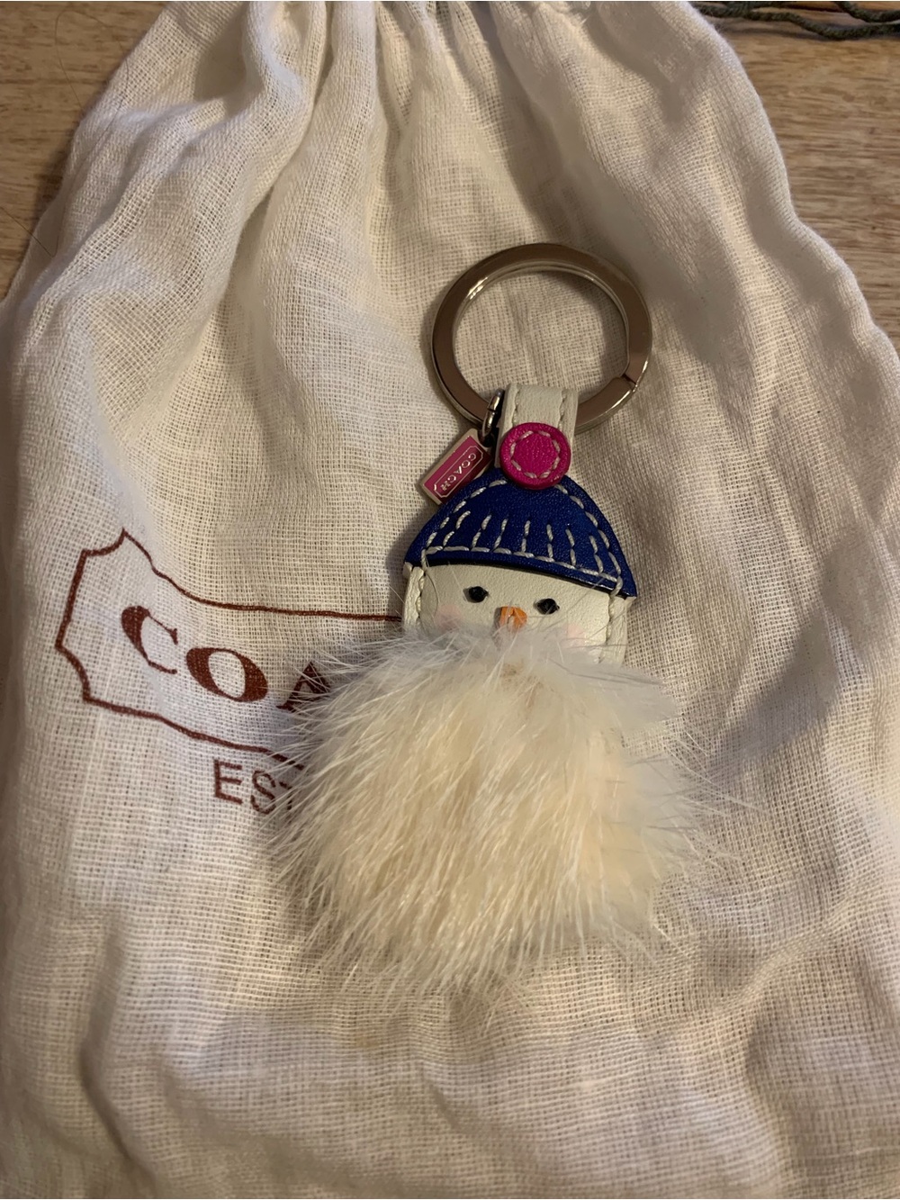 Coach Mink Fur Snowman Keychain/Bag Charm